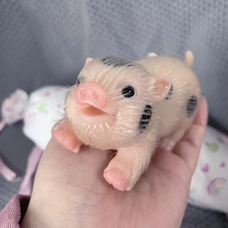 Reborn Baby Doll Silicone Realistic - 5인치 스마일 페이스 리본 돼지 인형
