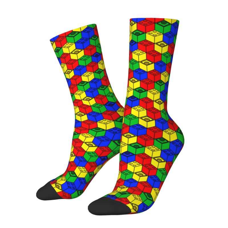 맞춤형 패션 멀티 컬러 블록 패턴 양말 여성 남성용 따 - Building Blocks 리뷰 및 가격