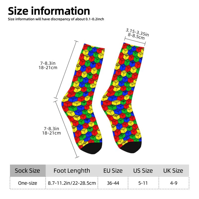 맞춤형 패션 멀티 컬러 블록 패턴 양말 여성 남성용 따 - Building Blocks 리뷰 및 가격